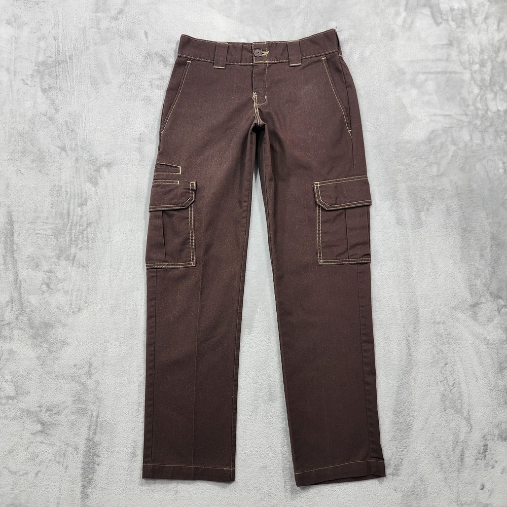 Dickies Pants Mens 28x30 Brown Slim Straight FLEX Cargo Utility Canvas Workwear